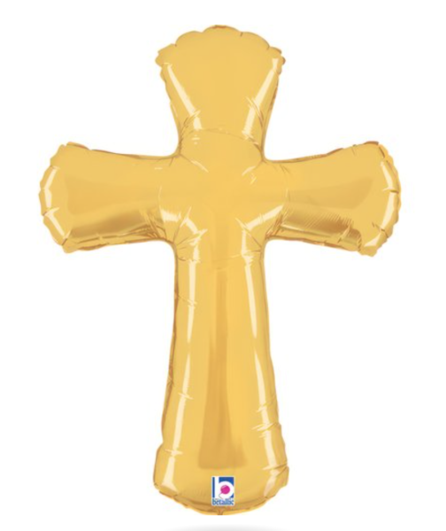 XXL Folienballon - Kreuz, gold - ø 99cm